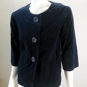 GAP Navy Velvet Cropped Swing Jacket 4
